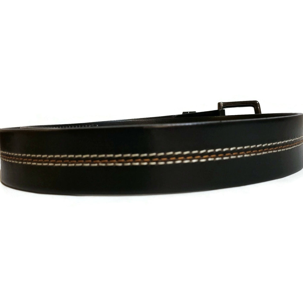 Black Leather Belt for Men, Casual Dress Style, Removable Buckle