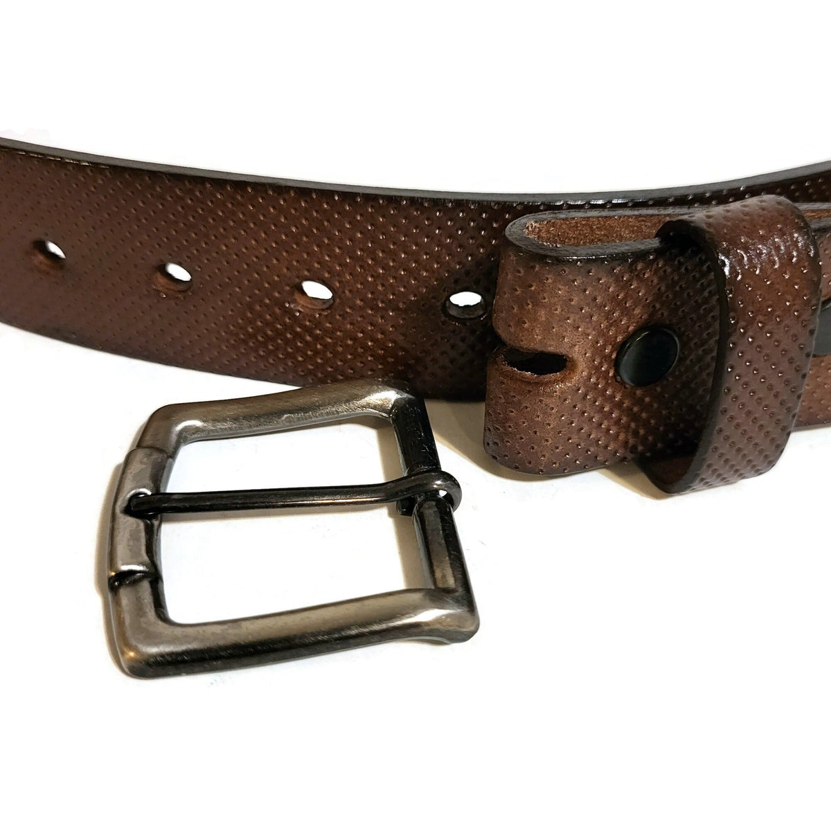 Personalized Brown Leather Belt for Men Engraved  Removable Buckle, Casual
