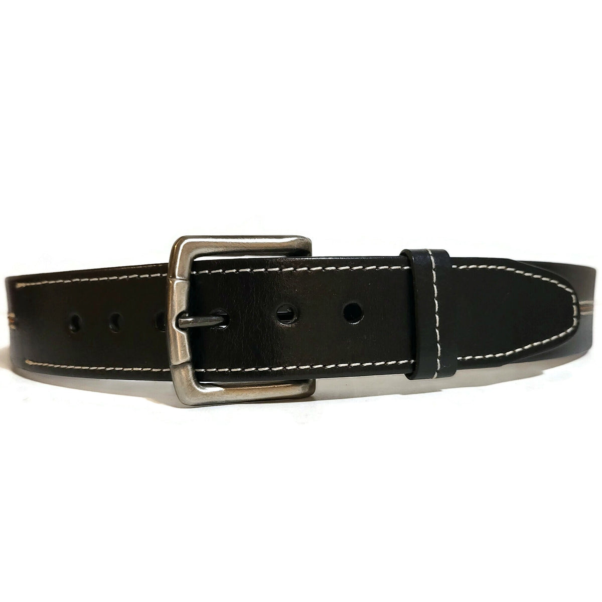 Black Leather Belt for Men, Casual Dress Style, Removable Buckle