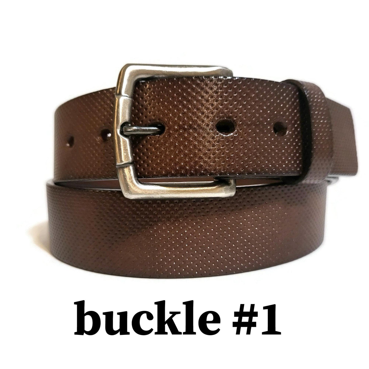 Personalized Brown Leather Belt for Men Engraved  Removable Buckle, Casual