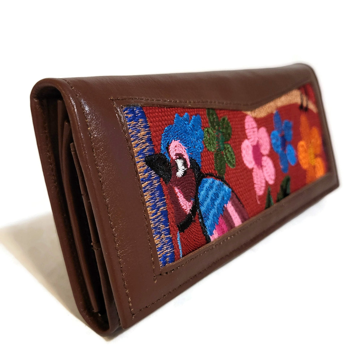 Leather wallet for  Women, Brown, for Credit Cards, Multiple Compartments, Bohemian-chic