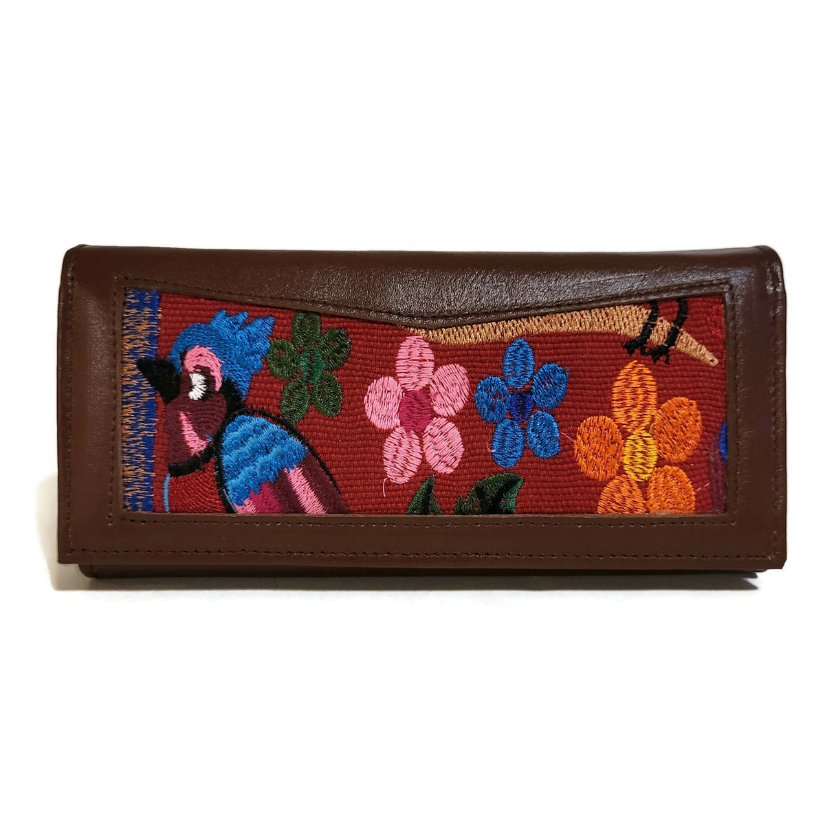 Leather wallet for  Women, Brown, for Credit Cards, Multiple Compartments, Bohemian-chic
