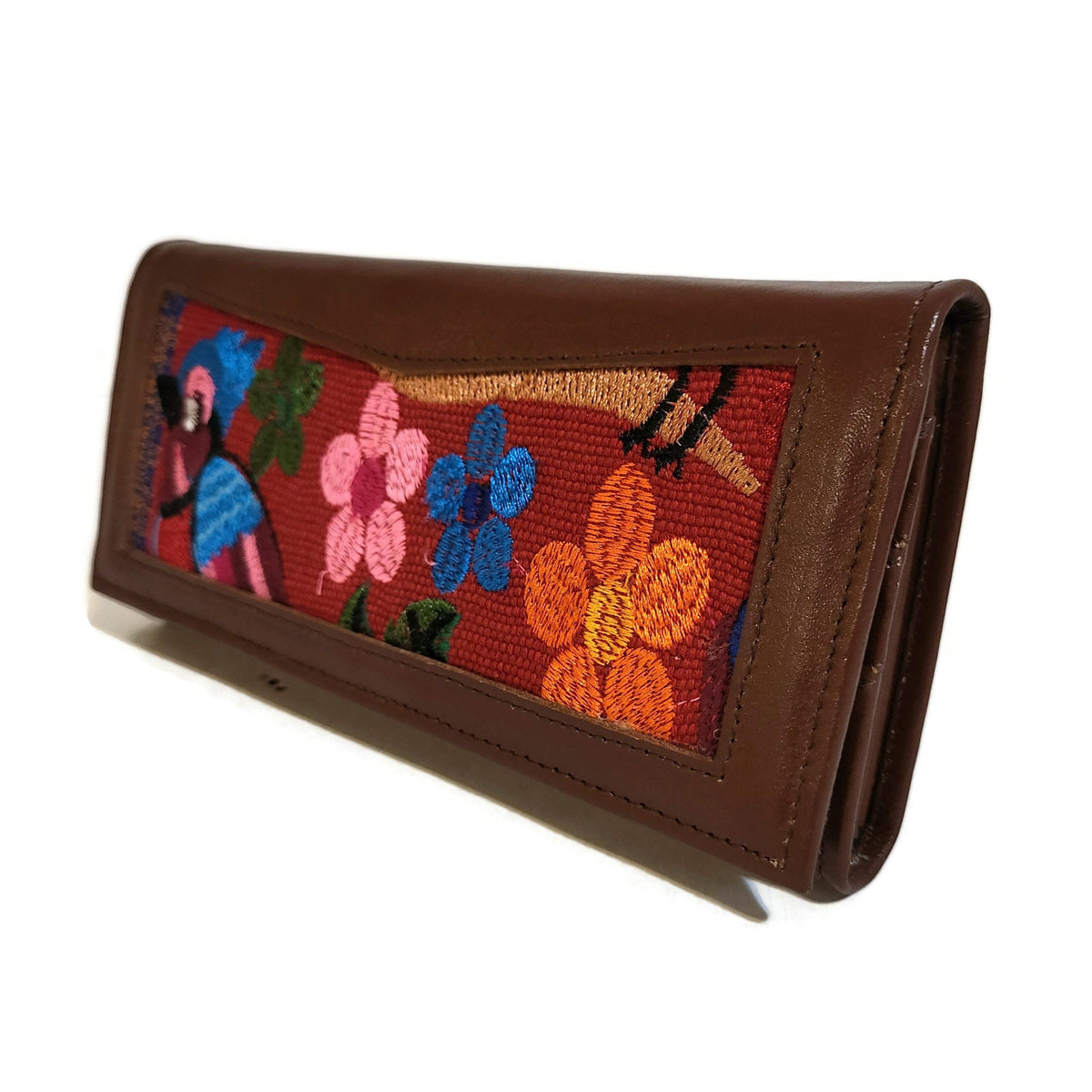 Leather wallet for  Women, Brown, for Credit Cards, Multiple Compartments, Bohemian-chic