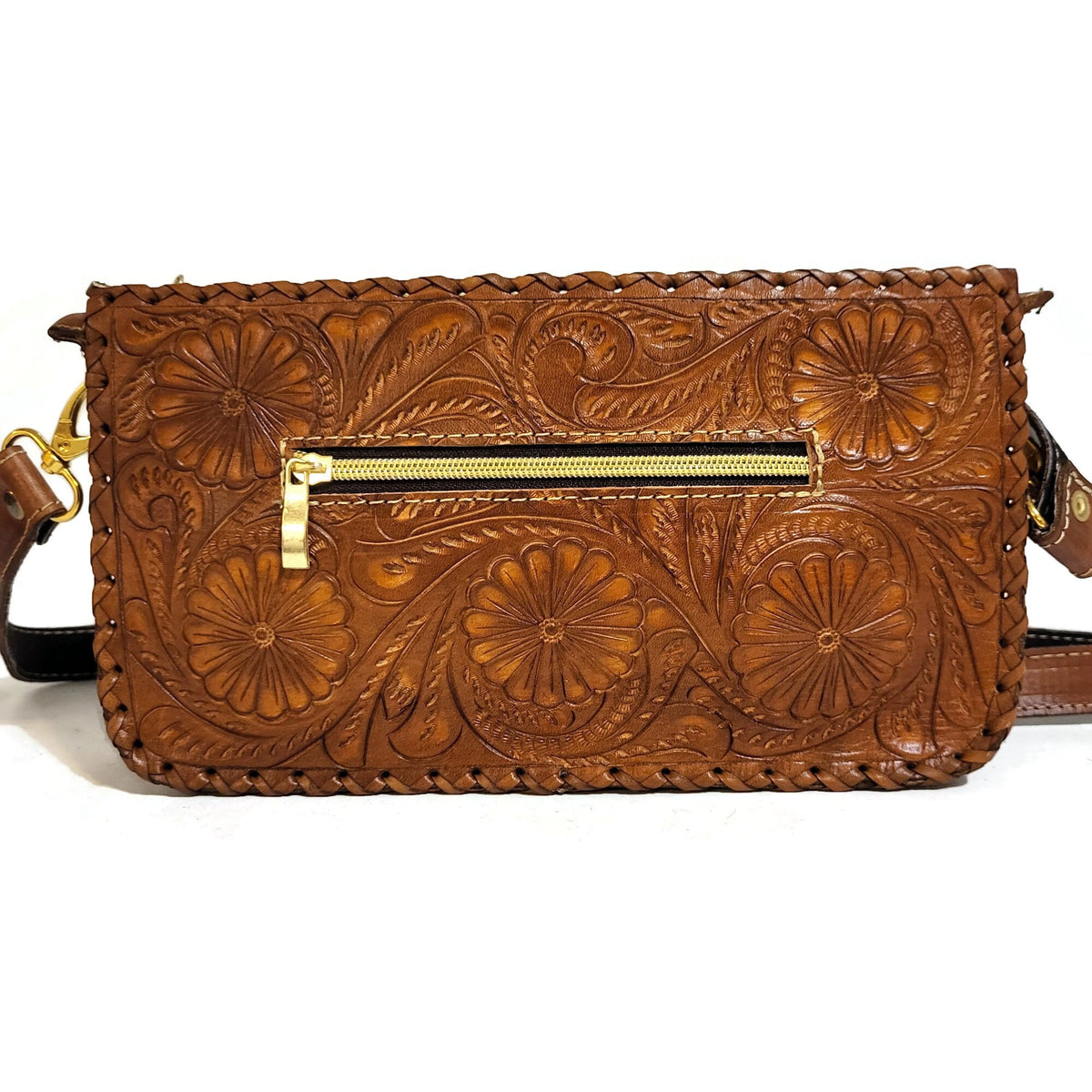 Hand Tooled Leather Shoulder Bag: Western Cowgirl Bohemian Purse