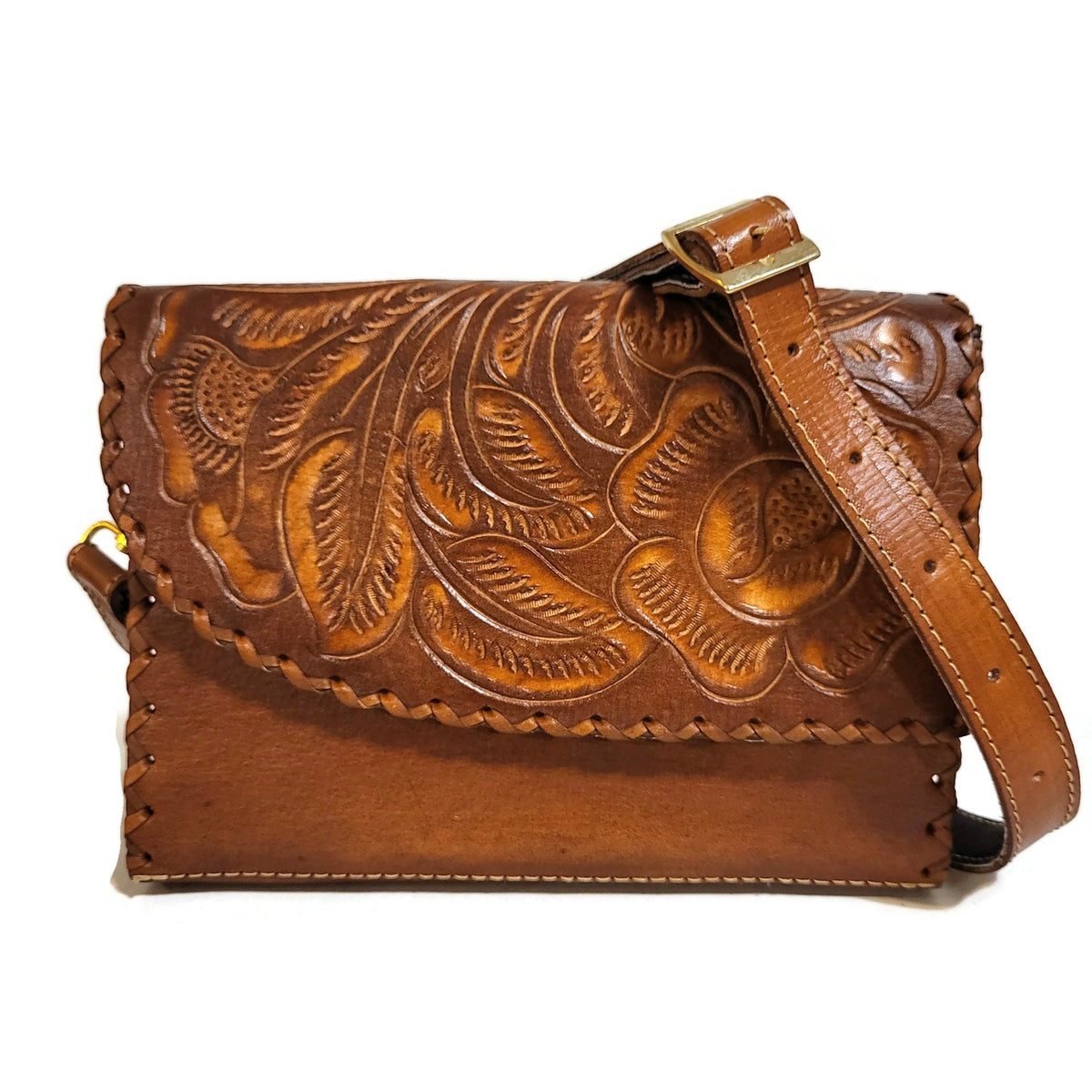 Hand Tooled Leather Shoulder Bag: Cowgirl Rodeo Purse