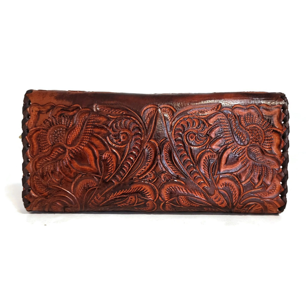Handmade Veg-Tan Leather Sling Bag: Chiseled Detail, Adjustable Strap