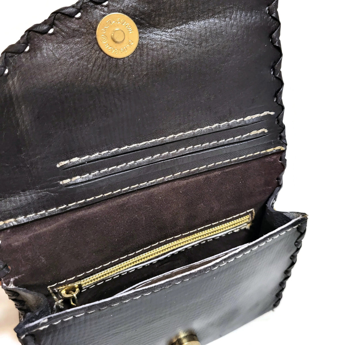 Small Black Leather Bag for Women, Rustic Hand tooled Purse Boho Western