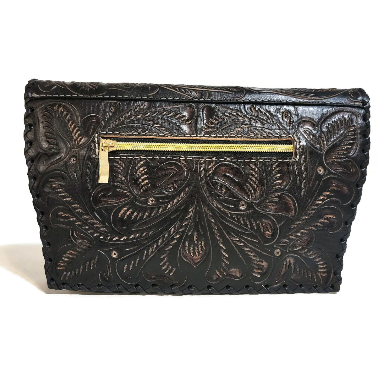 Hand Tooled Cowhide Leather Bag: Rodeo Retro Western Purse