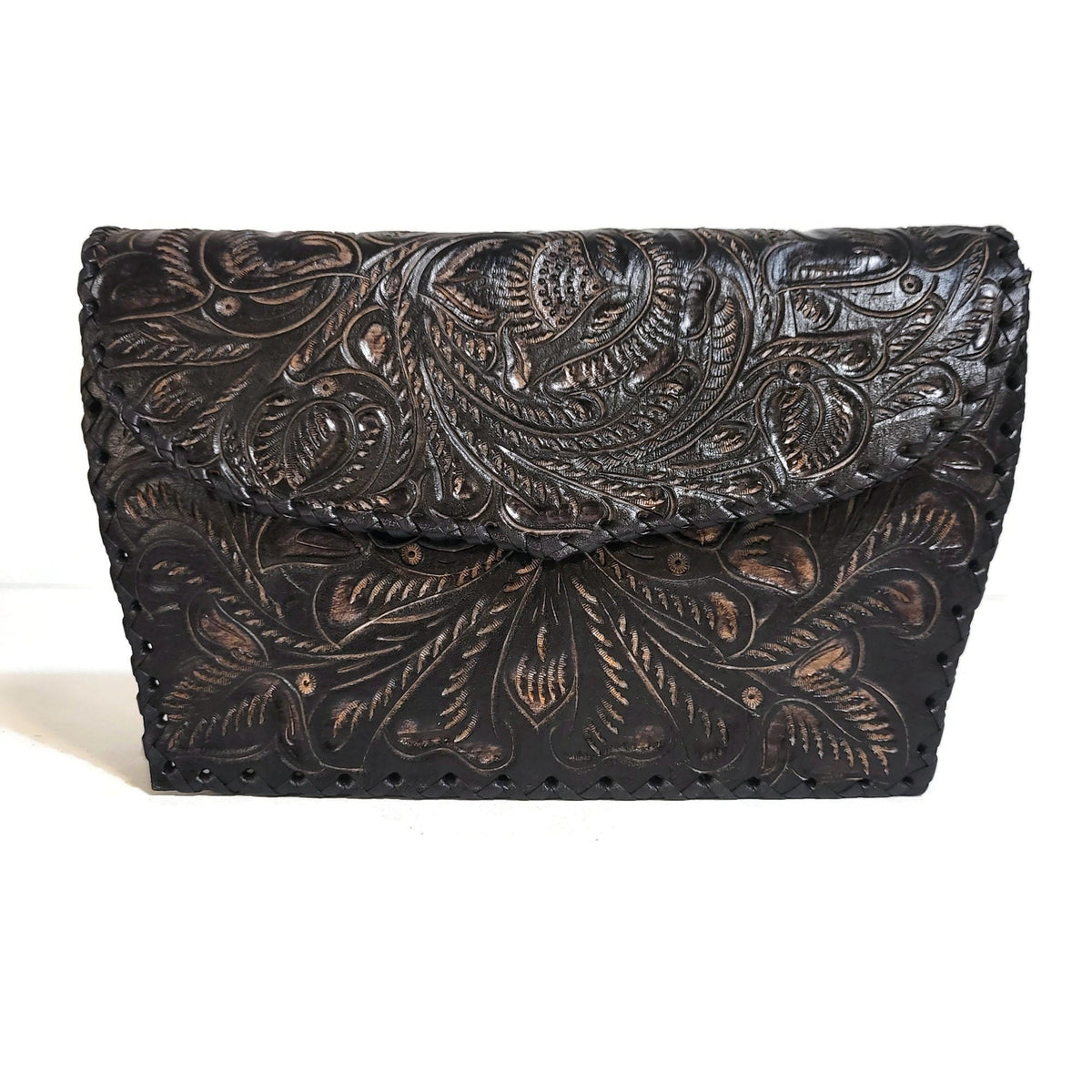 Hand Tooled Cowhide Leather Bag: Rodeo Retro Western Purse