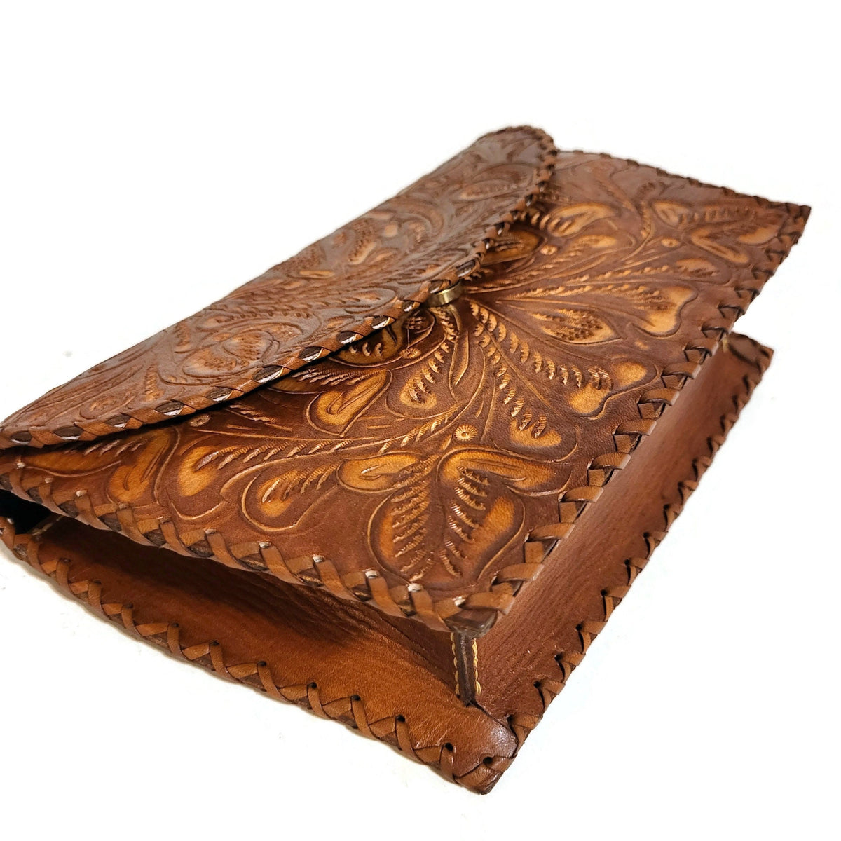 Hand Tooled Leather Shoulder Bag: Vintage Cowgirl Bohemian Purse