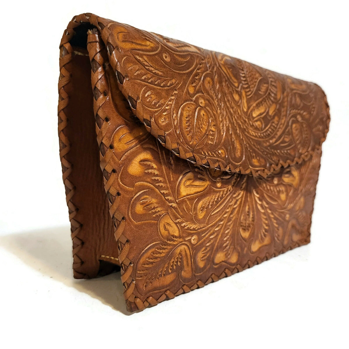 Hand Tooled Leather Shoulder Bag: Vintage Cowgirl Bohemian Purse