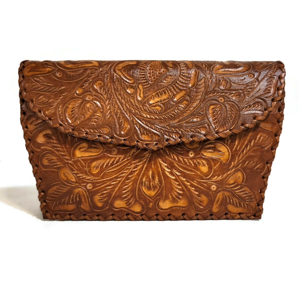 Hand Tooled Leather Shoulder Bag: Vintage Cowgirl Bohemian Purse