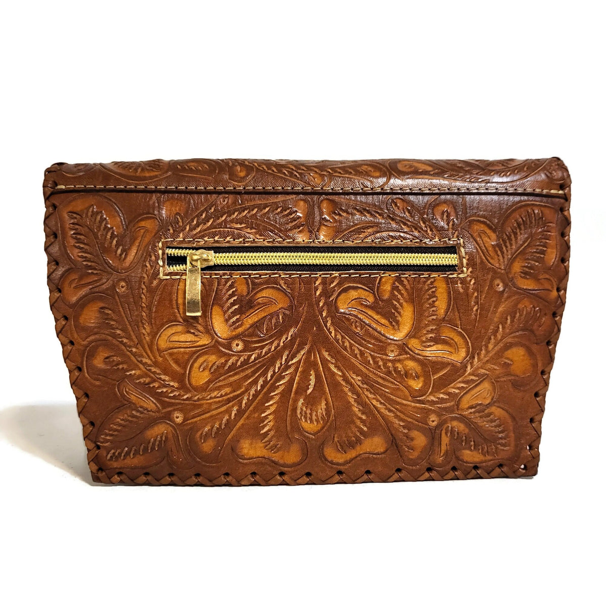 Hand Tooled Leather Shoulder Bag: Vintage Cowgirl Bohemian Purse