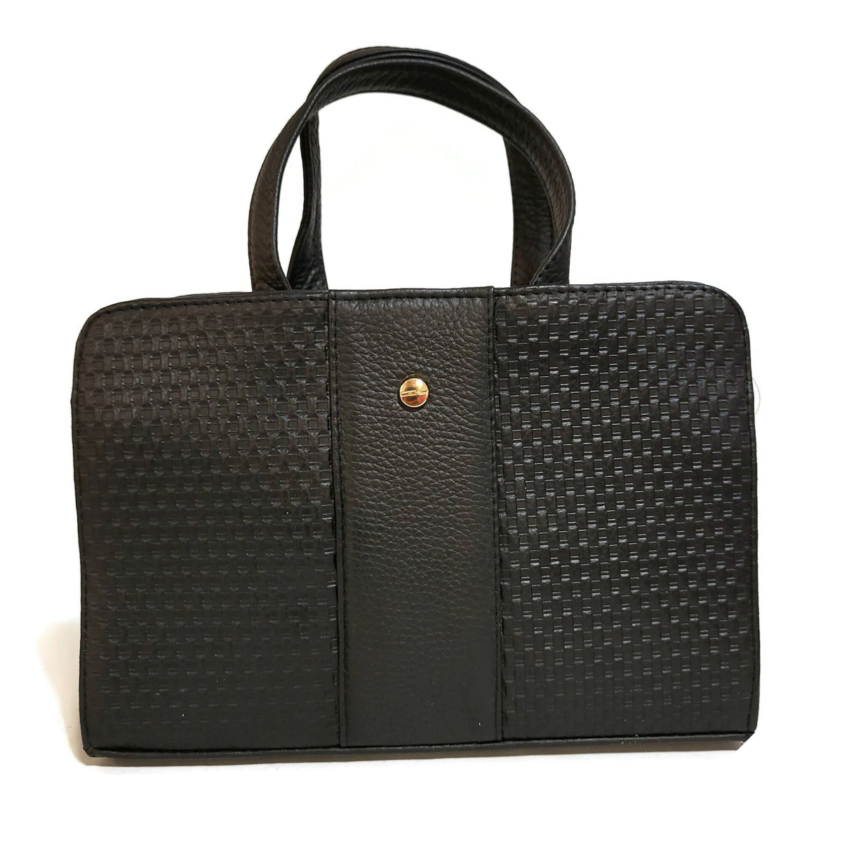 Handmade Black Leather Shoulder Bag: Minimalist Zipper Handbag