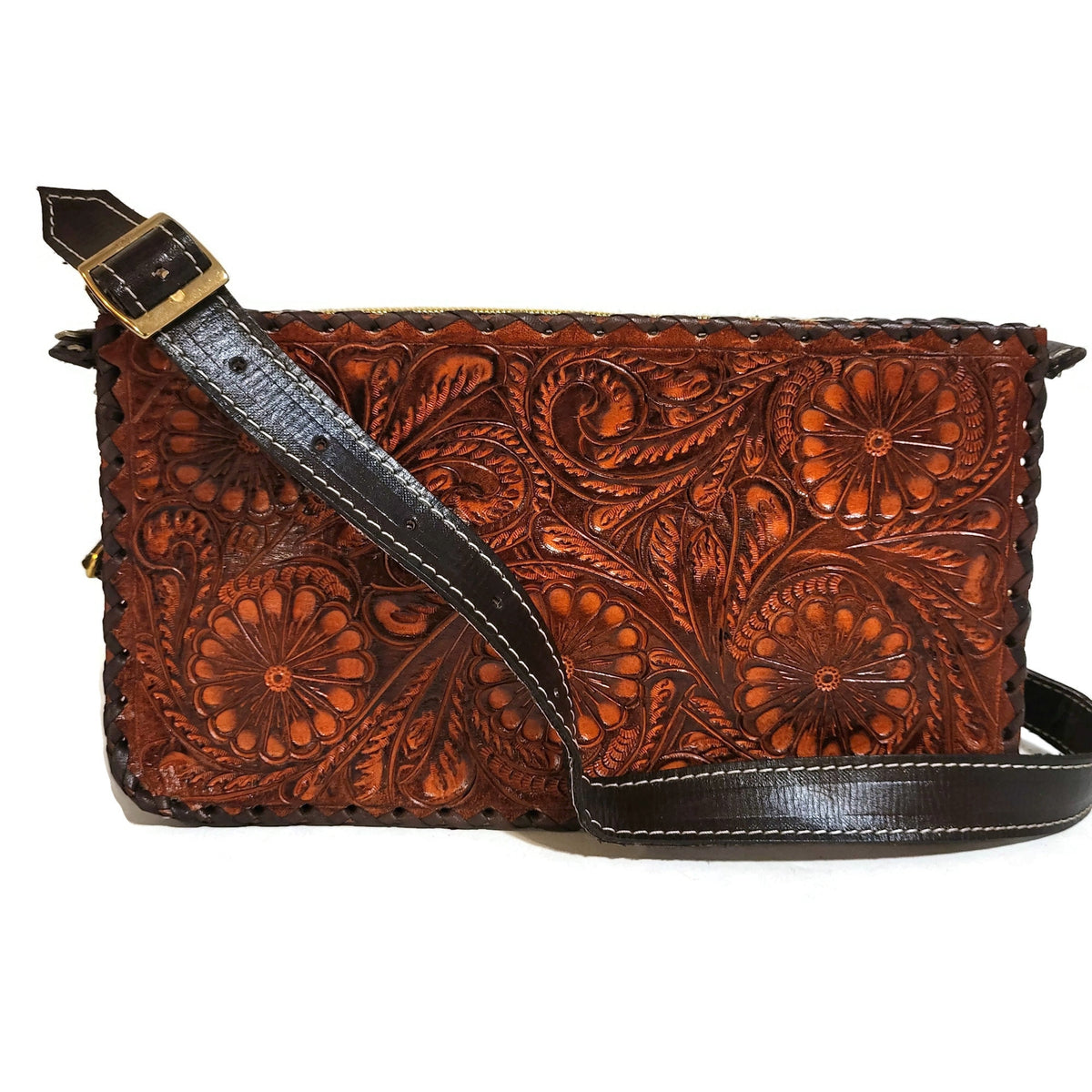 Hand Tooled Leather Shoulder Bag for Women  Cowgirl  Boho Bohemian Purse