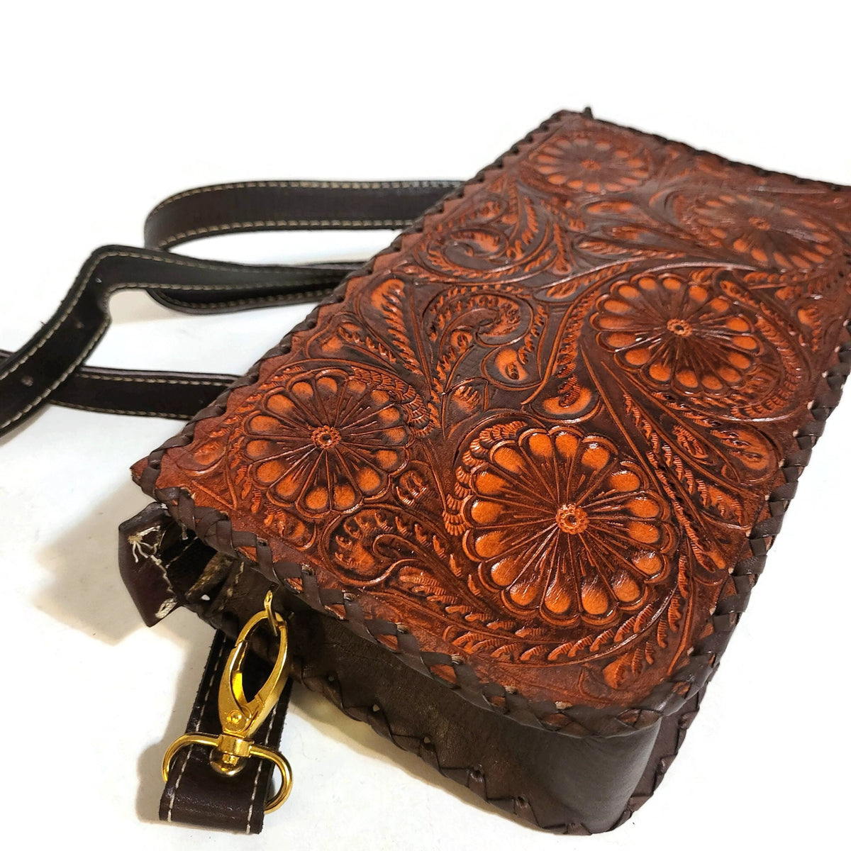 Hand Tooled Leather Shoulder Bag for Women  Cowgirl  Boho Bohemian Purse