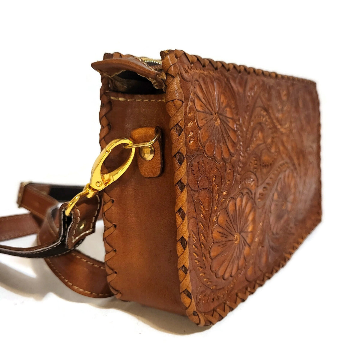 Hand Tooled Leather Shoulder Bag: Western Cowgirl Bohemian Purse