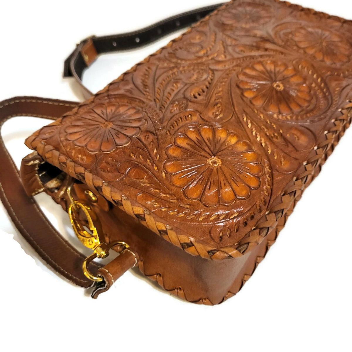 Hand Tooled Leather Shoulder Bag: Western Cowgirl Bohemian Purse