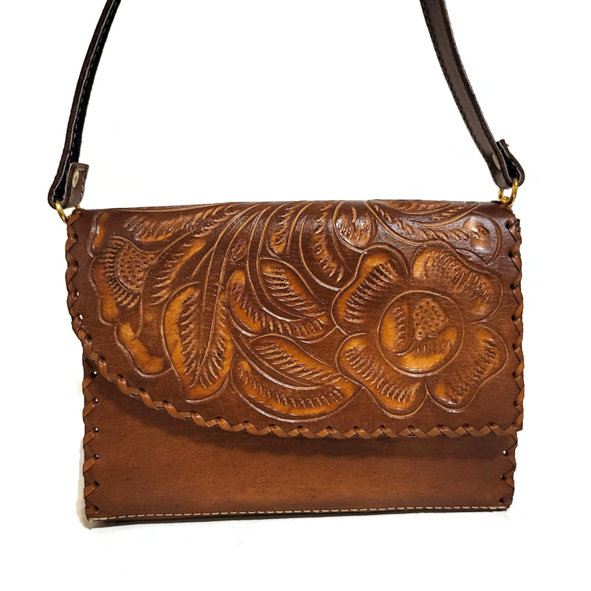 Hand Tooled Leather Shoulder Bag: Cowgirl Rodeo Purse