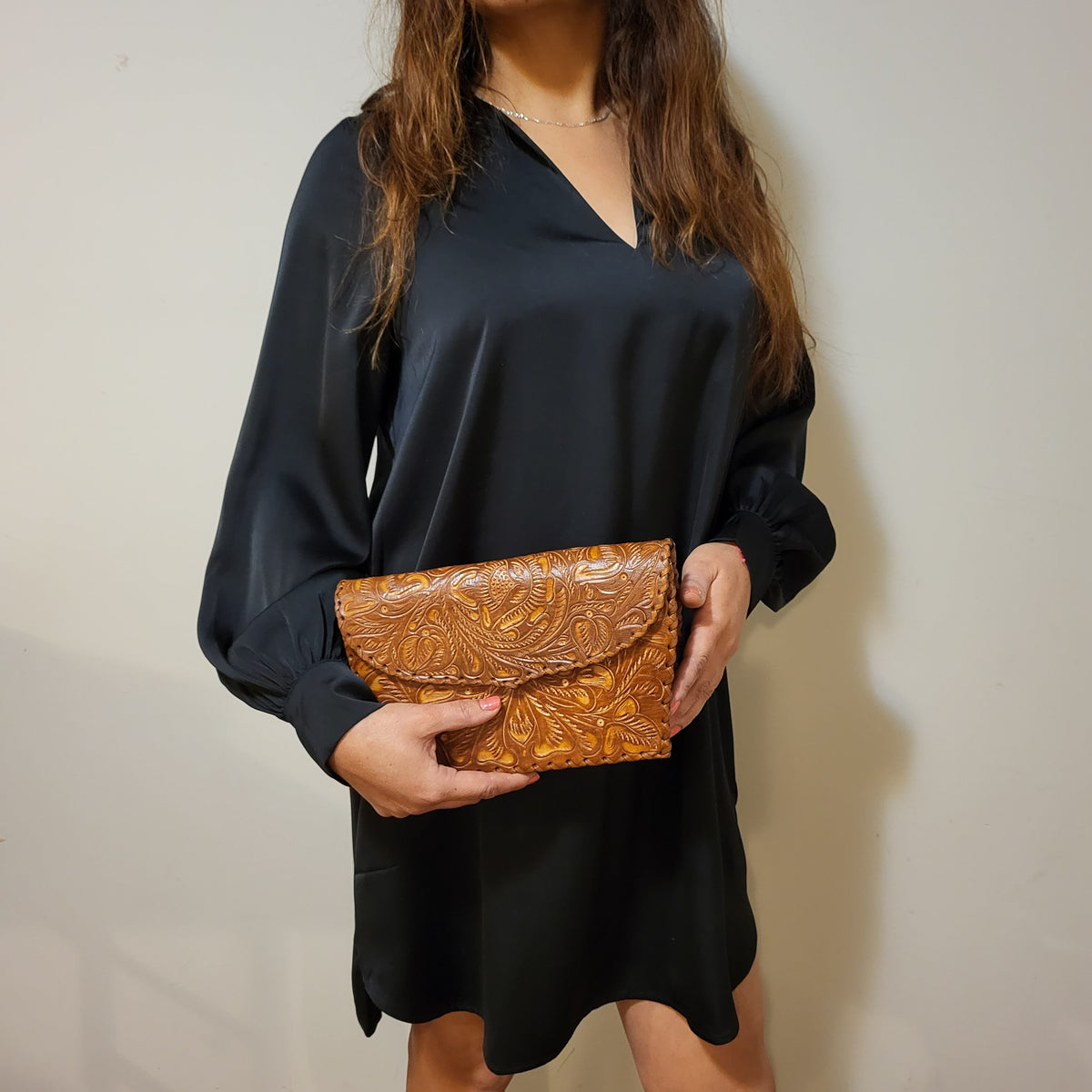 Hand Tooled Leather Shoulder Bag: Vintage Cowgirl Bohemian Purse