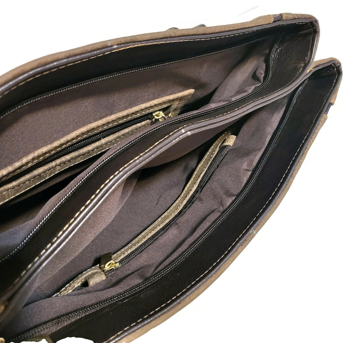 Handmade Brown Leather Tote Bag: Zippered Shoulder Bag
