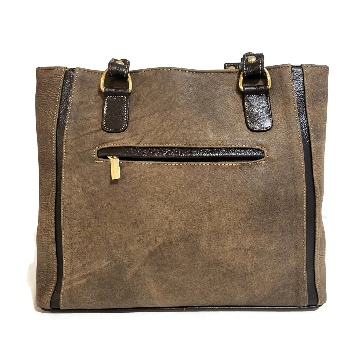 Handmade Brown Leather Tote Bag: Zippered Shoulder Bag