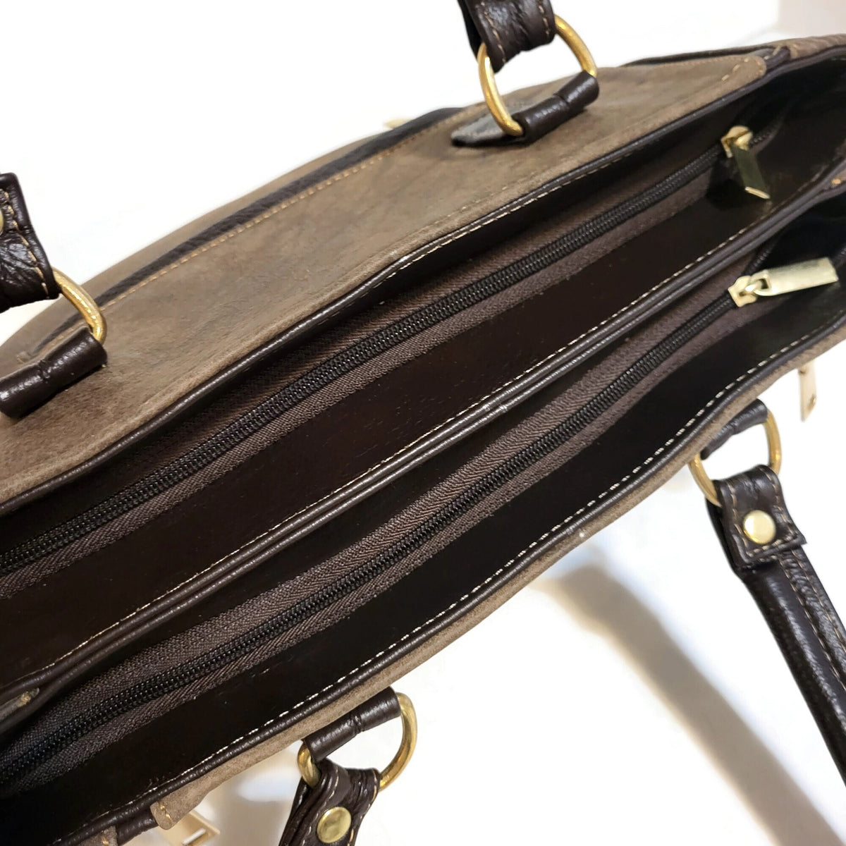 Handmade Brown Leather Tote Bag: Zippered Shoulder Bag