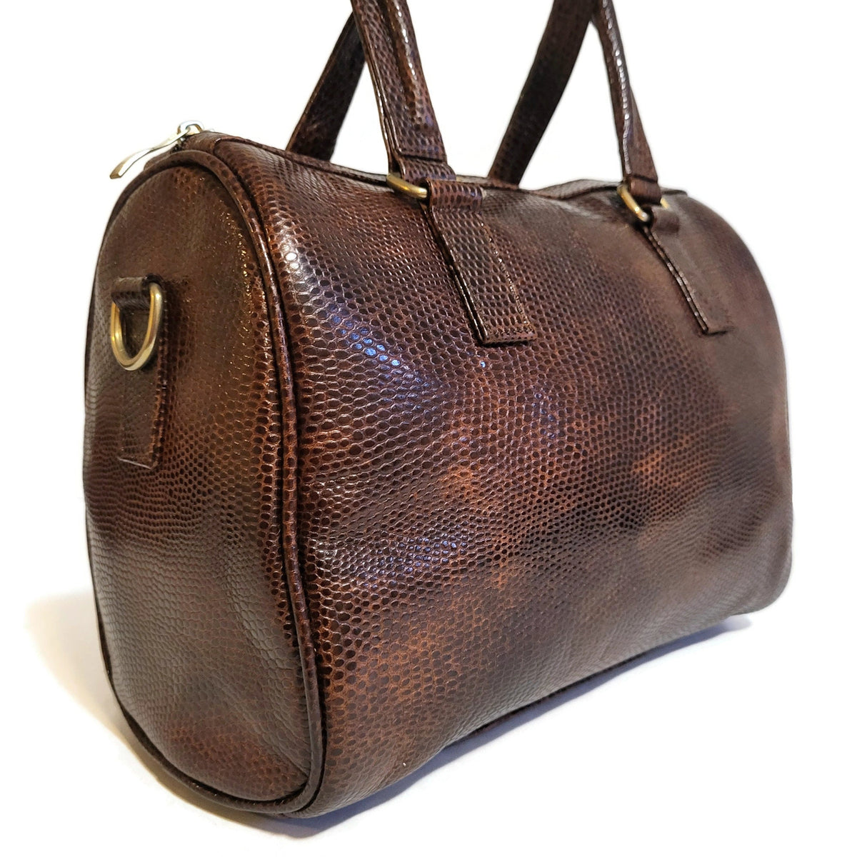 Embossed Leather Shoulder Bag: Handmade Brown Womens Handbag