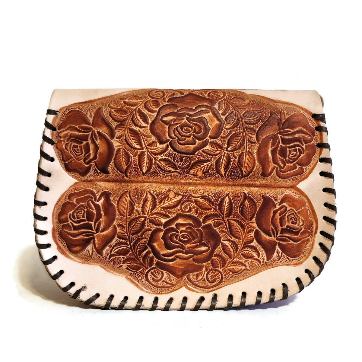 Floral embossed Leather Shoulder Bag: Handmade Rodeo Purse
