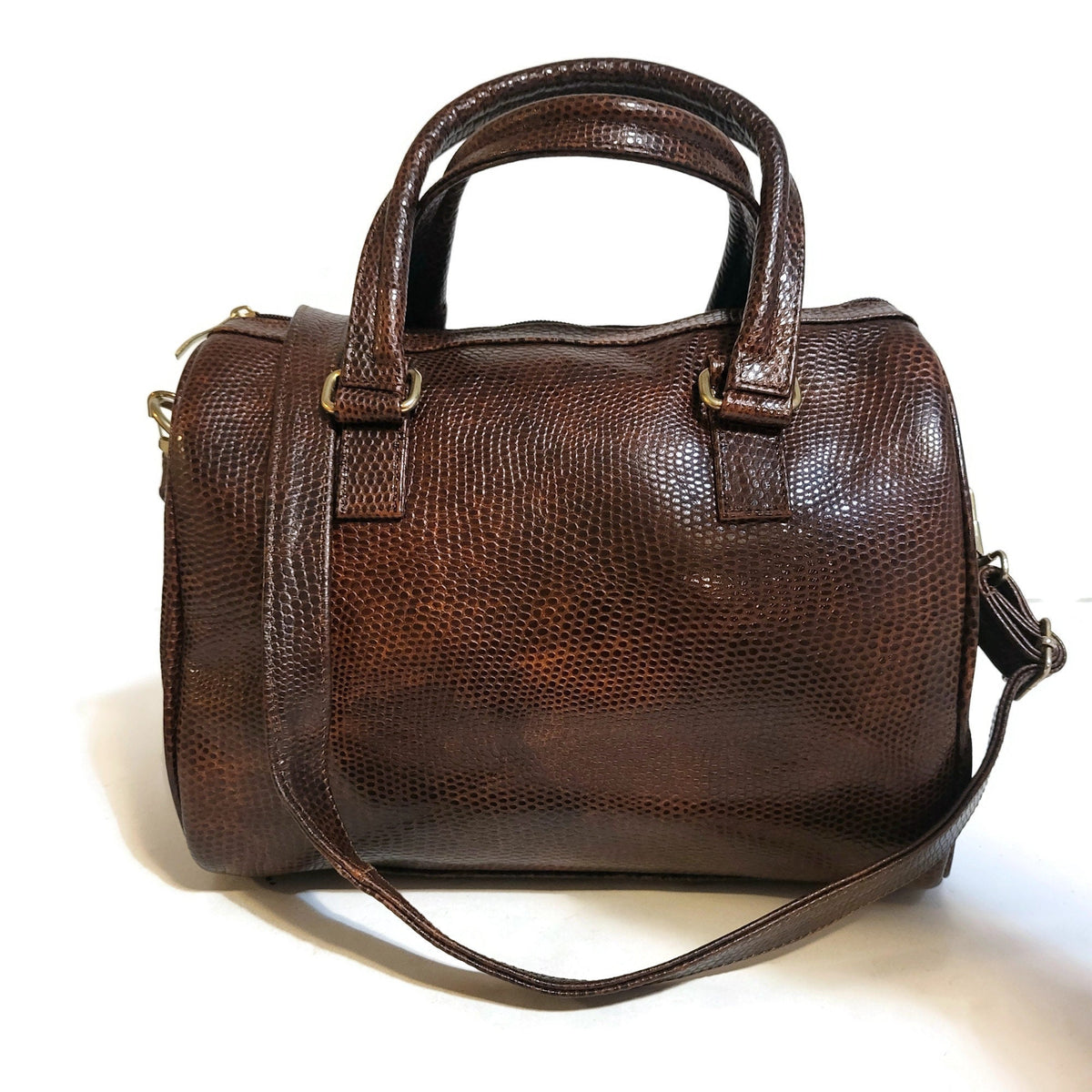 Embossed Leather Shoulder Bag: Handmade Brown Womens Handbag