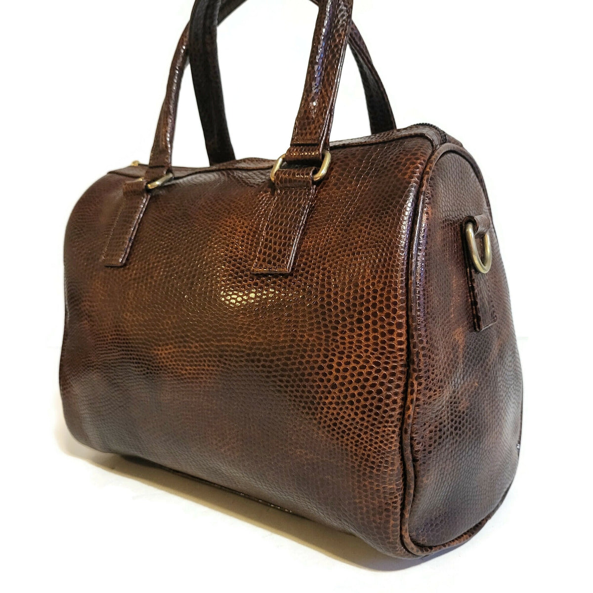 Embossed Leather Shoulder Bag: Handmade Brown Womens Handbag