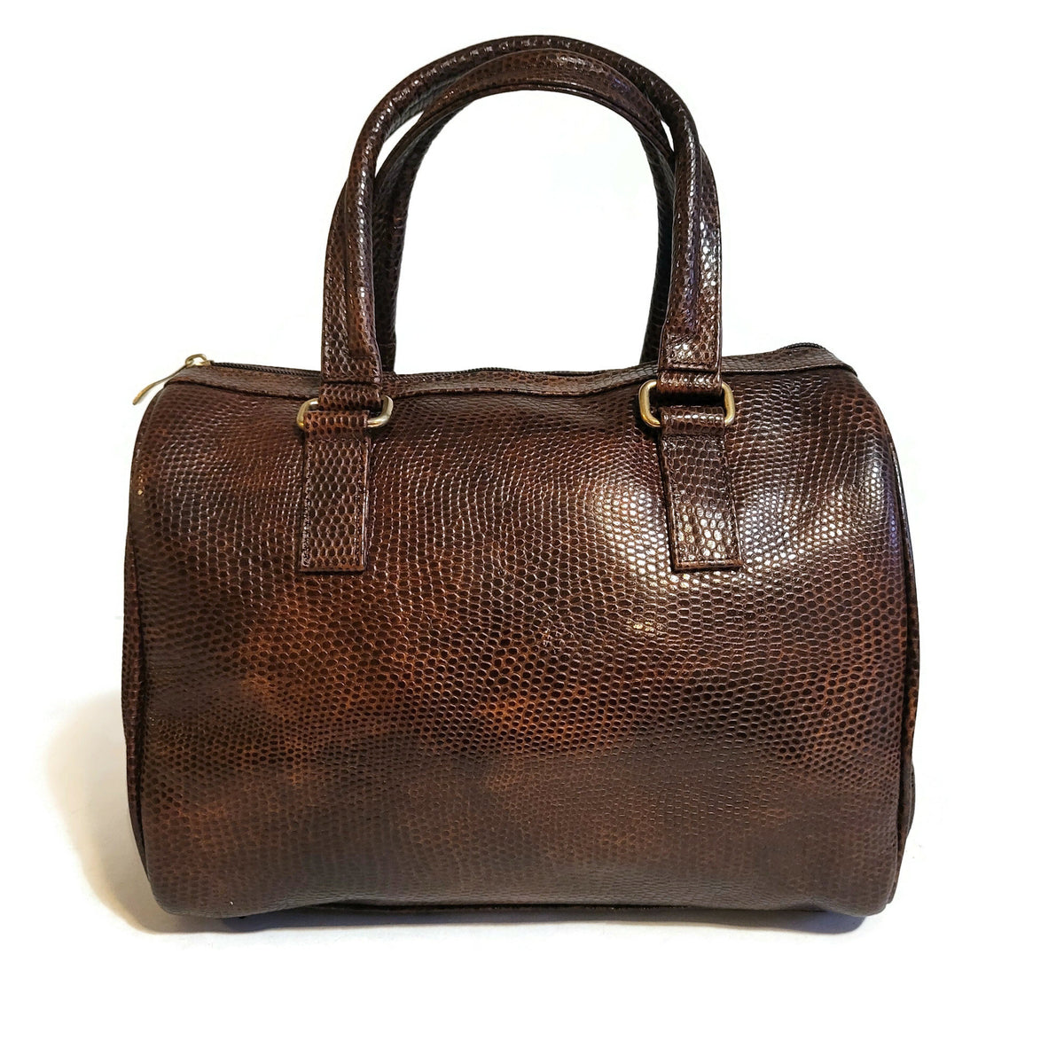 Embossed Leather Shoulder Bag: Handmade Brown Womens Handbag