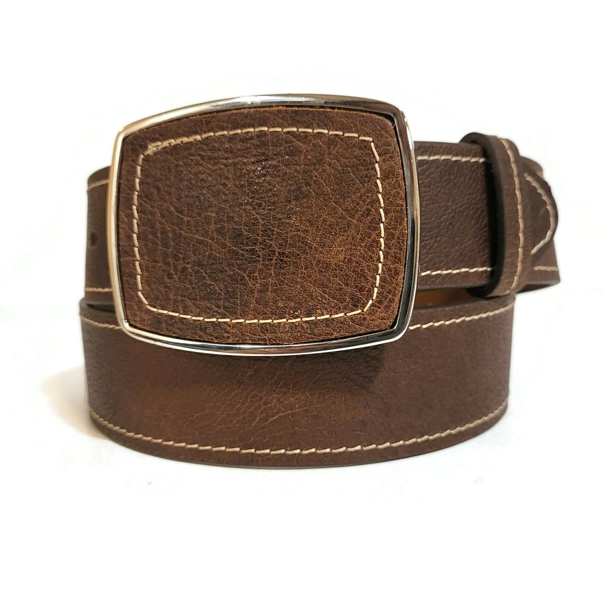Light Brown Leather Belt: Snap Closure, removable buckle