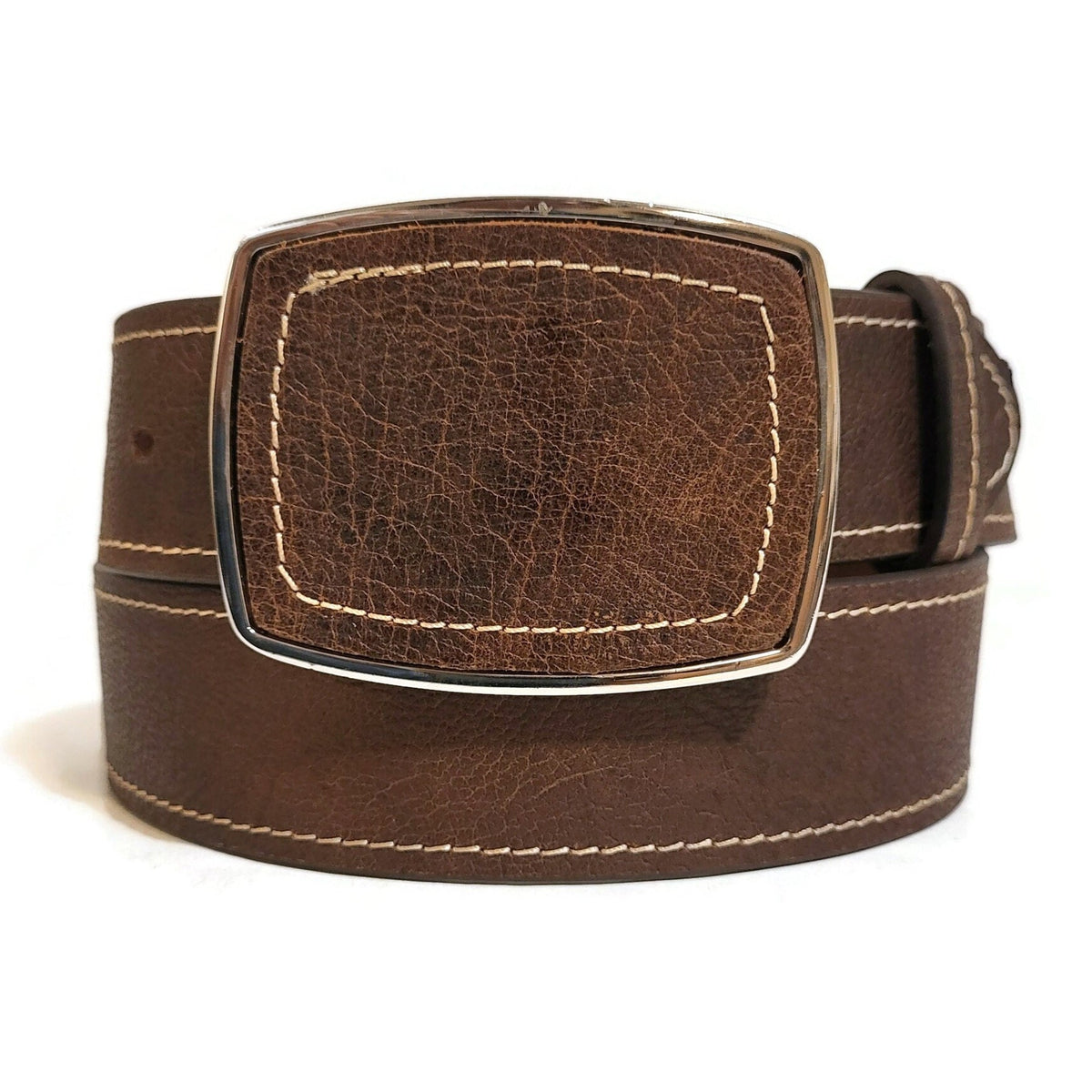 Light Brown Leather Belt: Snap Closure, removable buckle