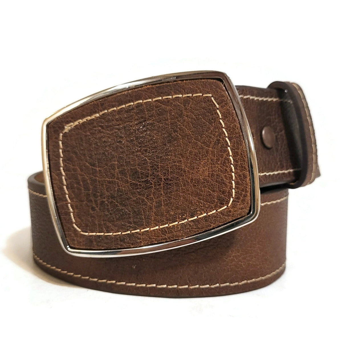 Light Brown Leather Belt: Snap Closure, removable buckle