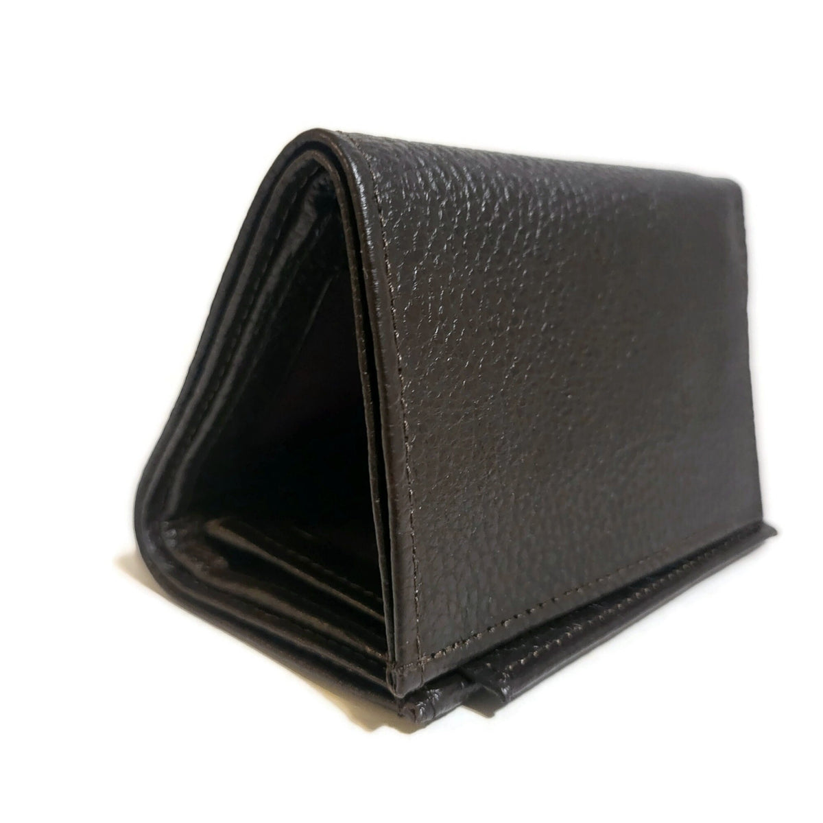 Handmade Brown Leather Trifold Wallet: Slim Minimalist Card Holder