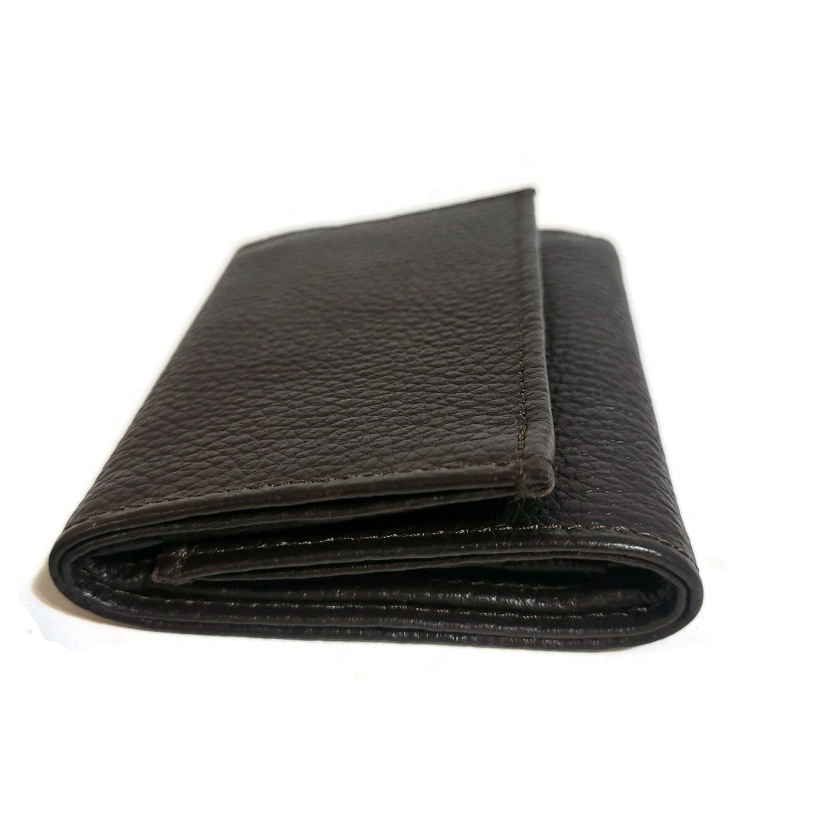 Handmade Brown Leather Trifold Wallet: Slim Minimalist Card Holder