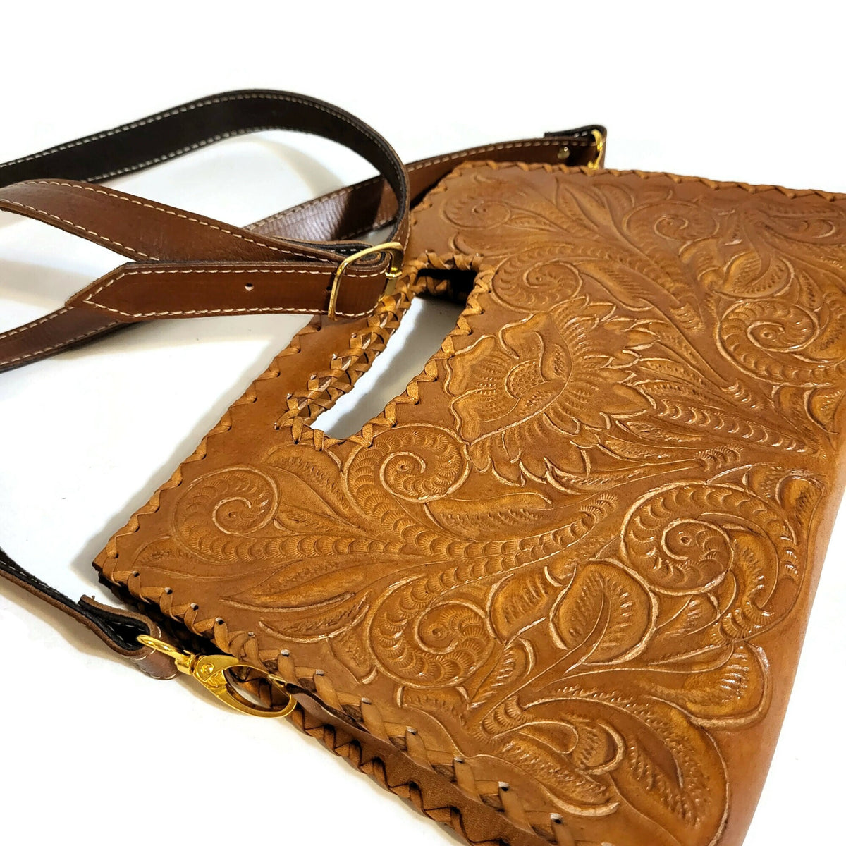 Brown Leather Shoulder Bag For Women Rodeo Retro Vintage Handbag