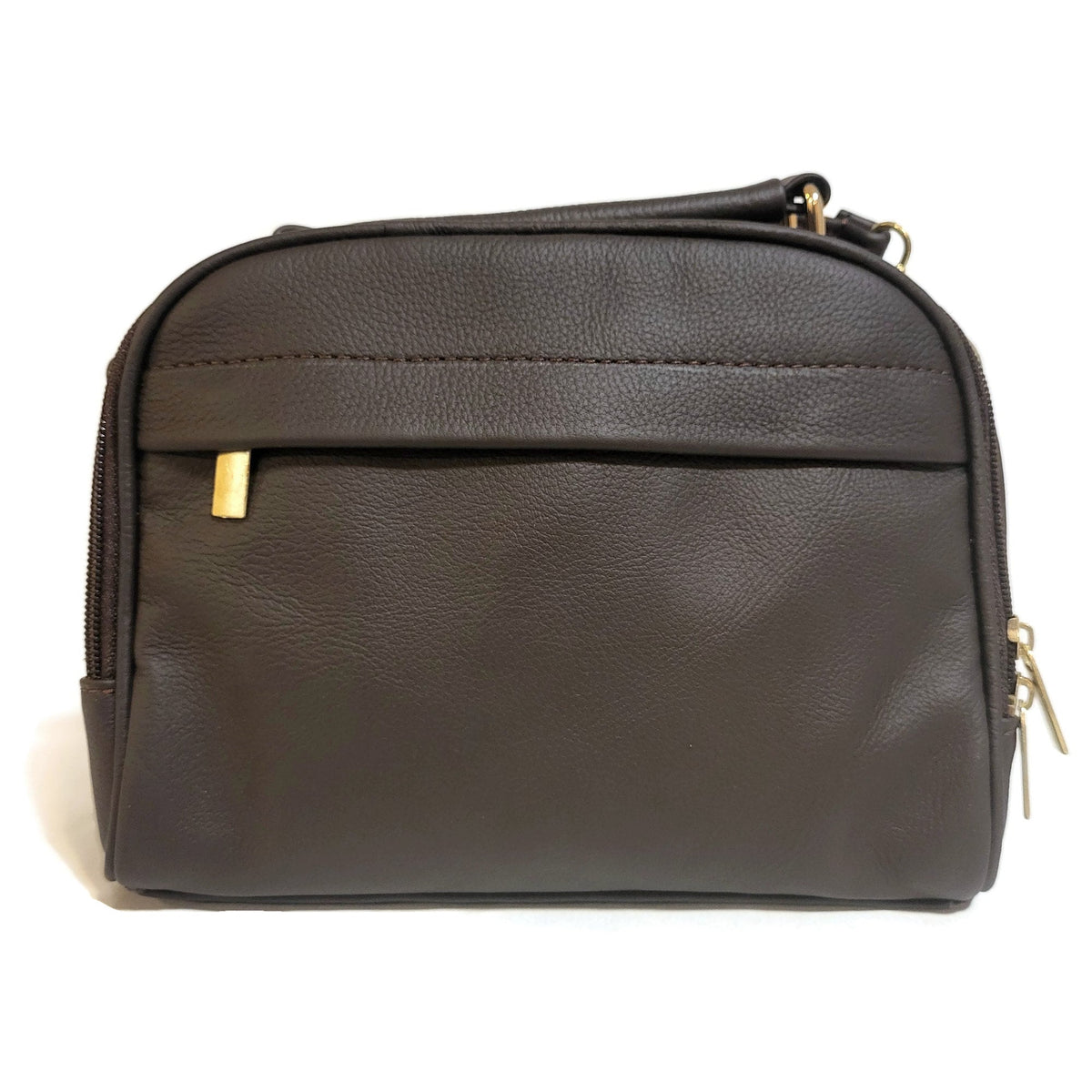 Handmade Leather Crossbody Bag: Brown Zipper Shoulder Bag