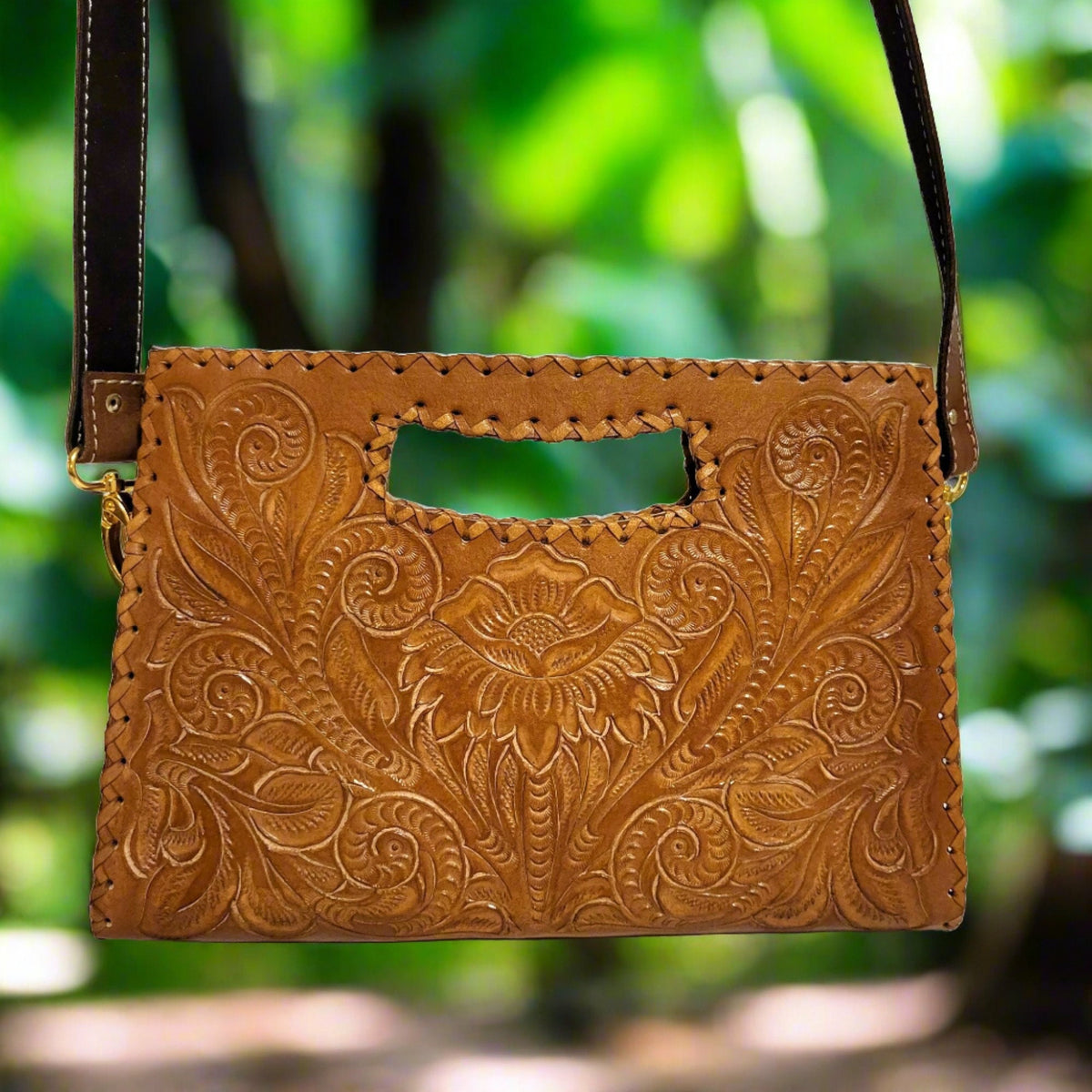 Brown Leather Shoulder Bag For Women Rodeo Retro Vintage Handbag