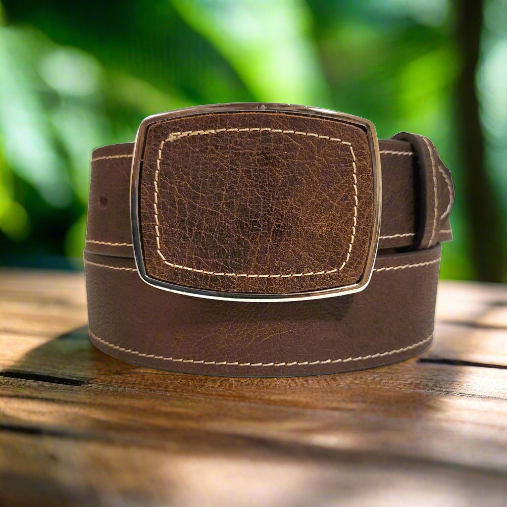 Light Brown Leather Belt: Snap Closure, removable buckle