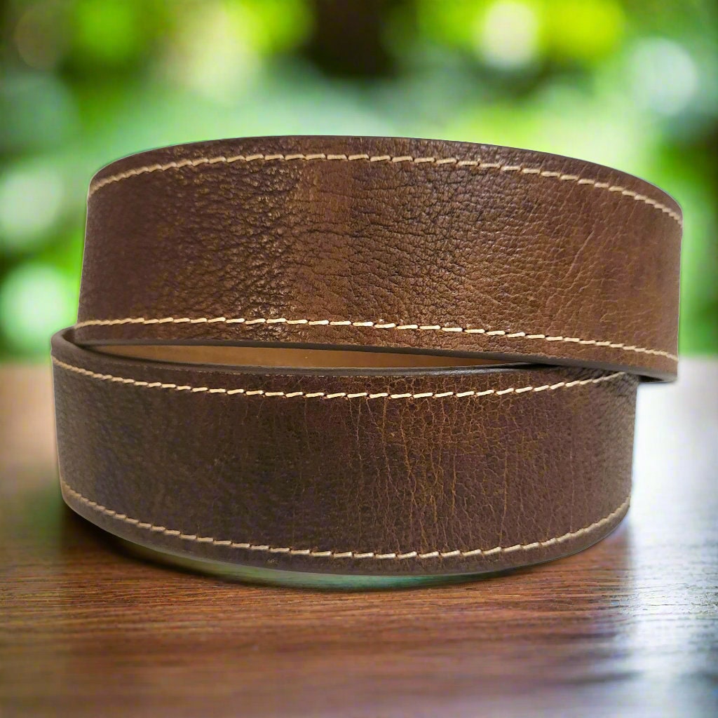 Light Brown Leather Belt: Snap Closure, removable buckle