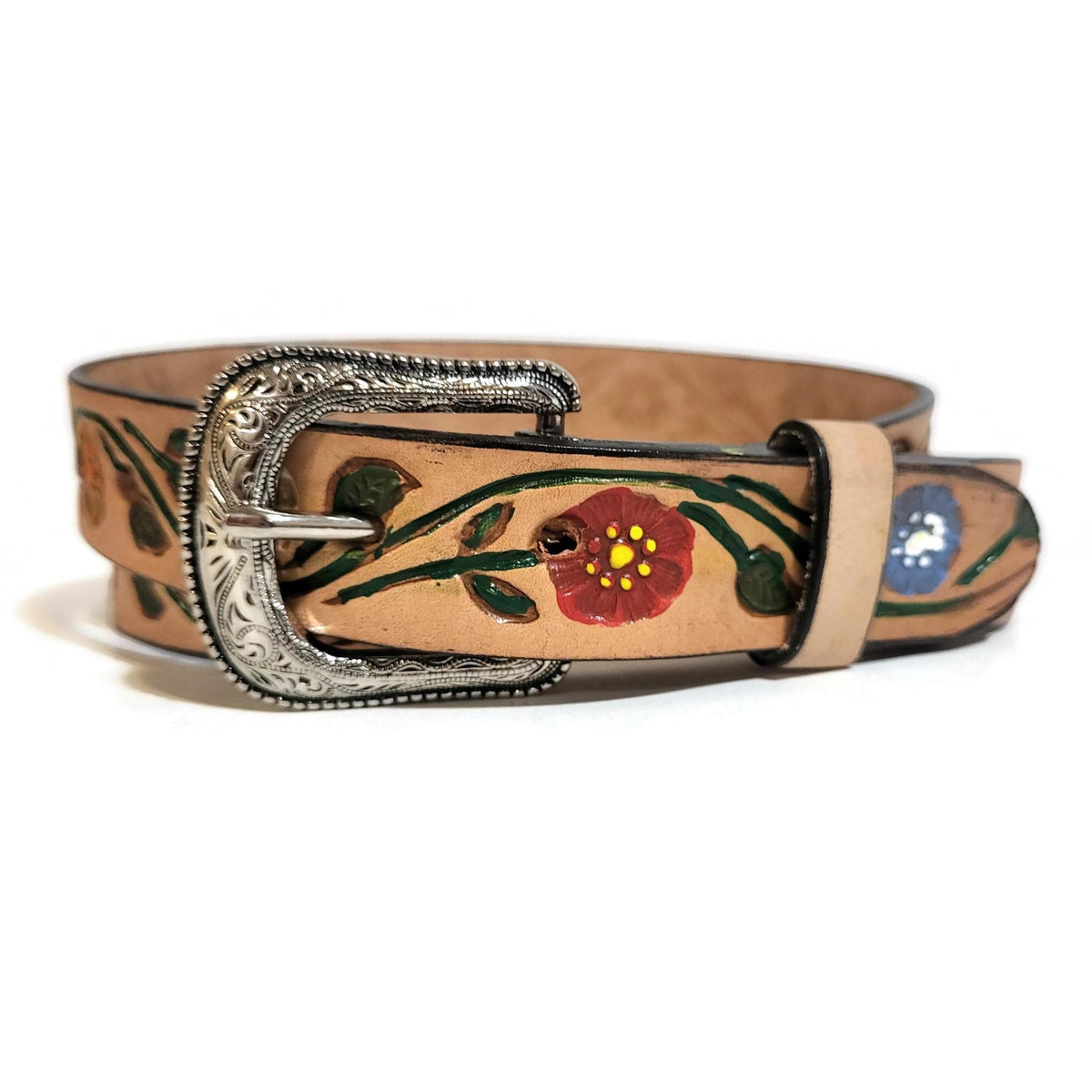 Floral Leather Belt for Women, Embossed Boho  Bohemian Cowgirl Personalized
