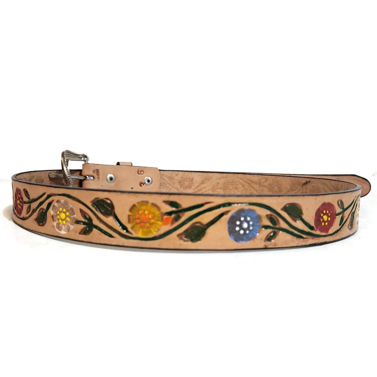Floral Leather Belt for Women, Embossed Boho  Bohemian Cowgirl Personalized