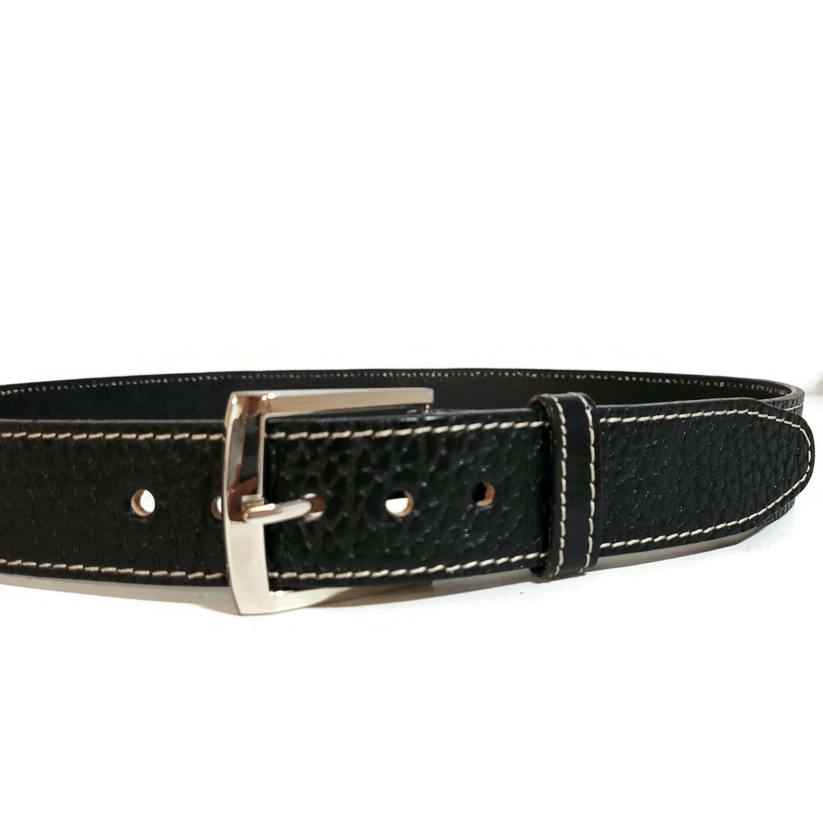 Personalized  Black Leather Belt for Men With  Removable Buckle, Cowhide