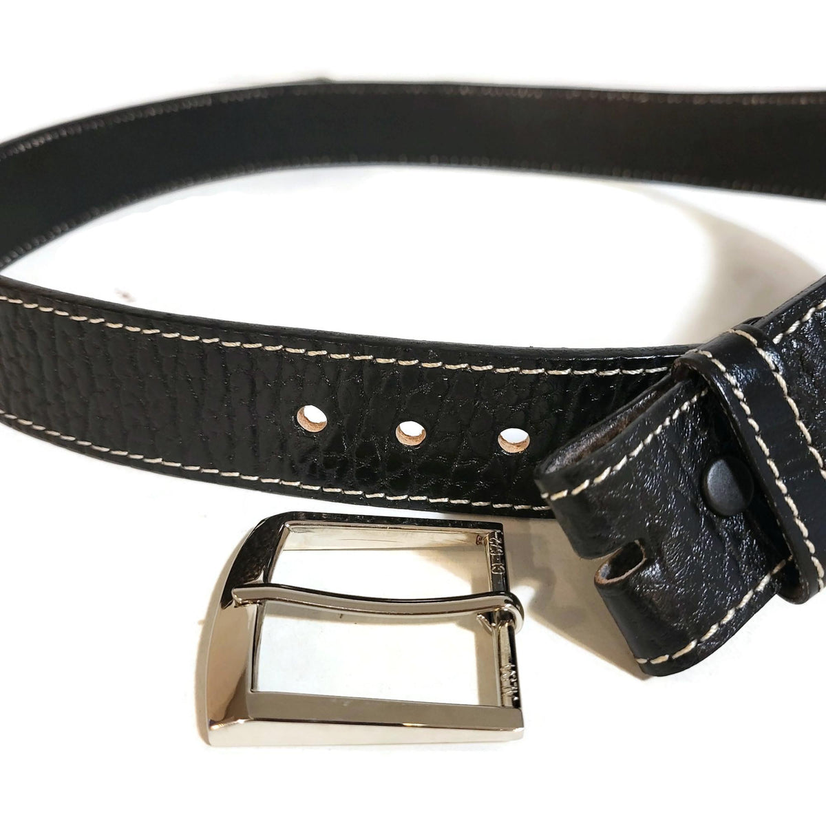Personalized  Black Leather Belt for Men With  Removable Buckle, Cowhide