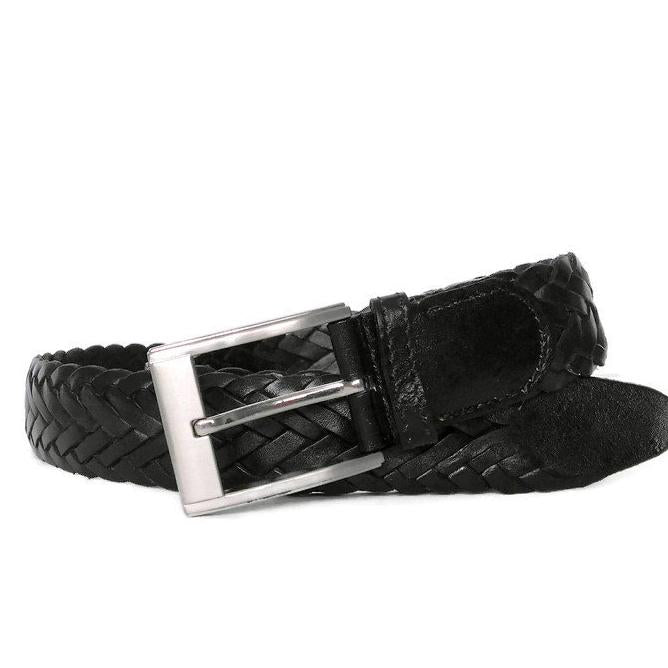 Braided Black Leather Belt for Men ,Cowhide, Casual Dress Style,  For Jeans
