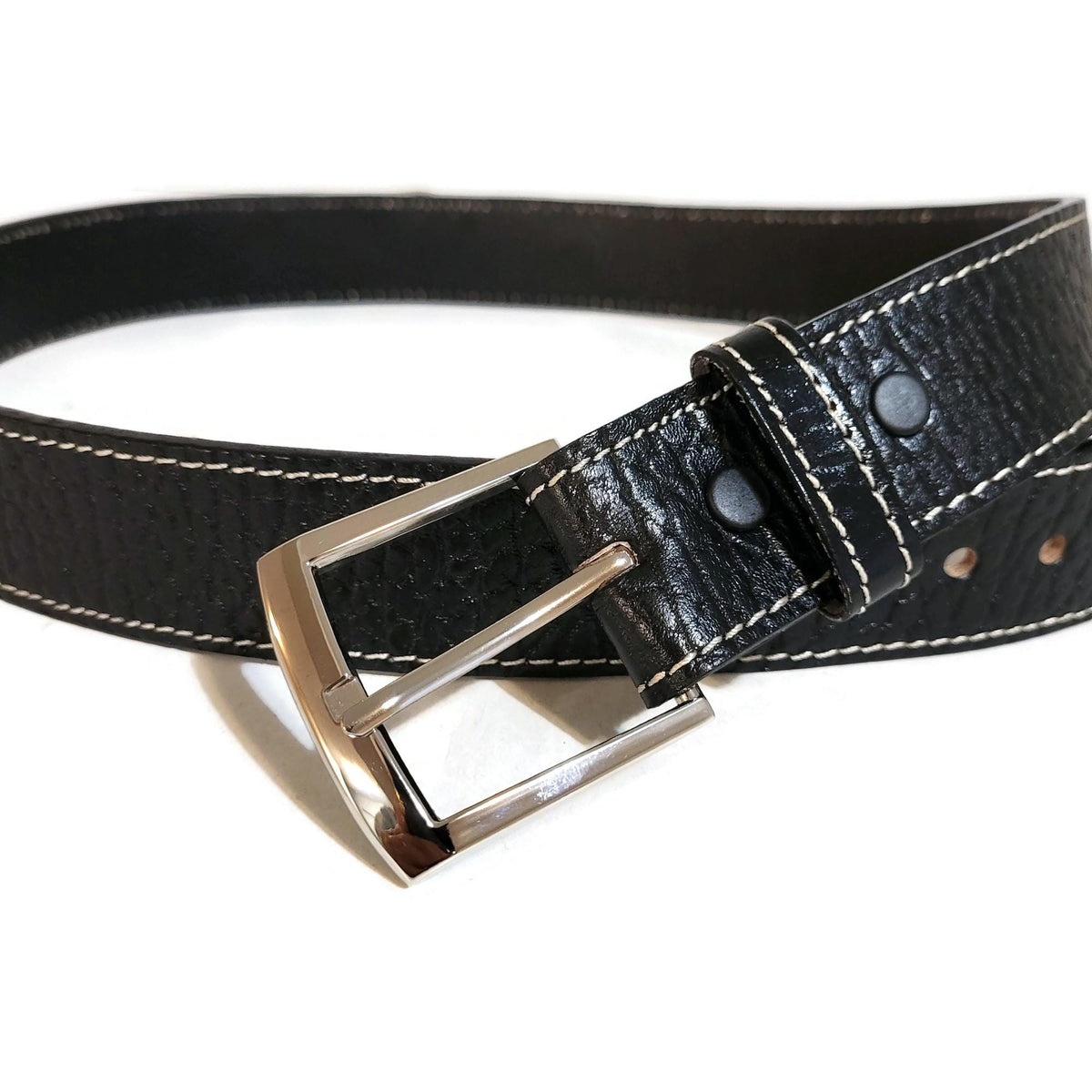 Personalized  Black Leather Belt for Men With  Removable Buckle, Cowhide