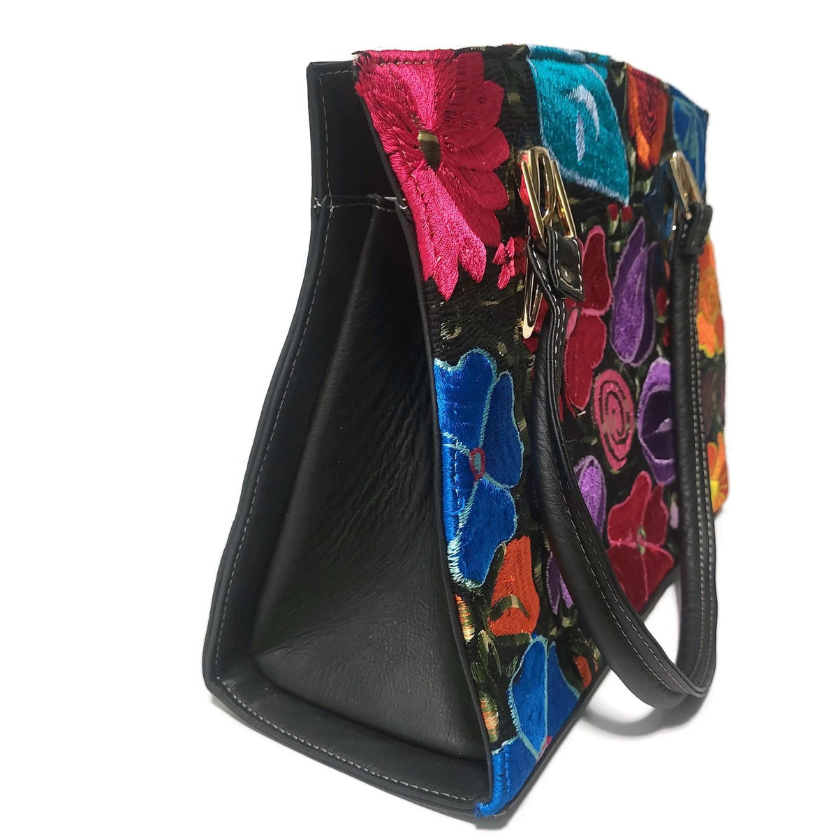 Floral Leather Shoulder Bag: Handmade Boho Handbag
