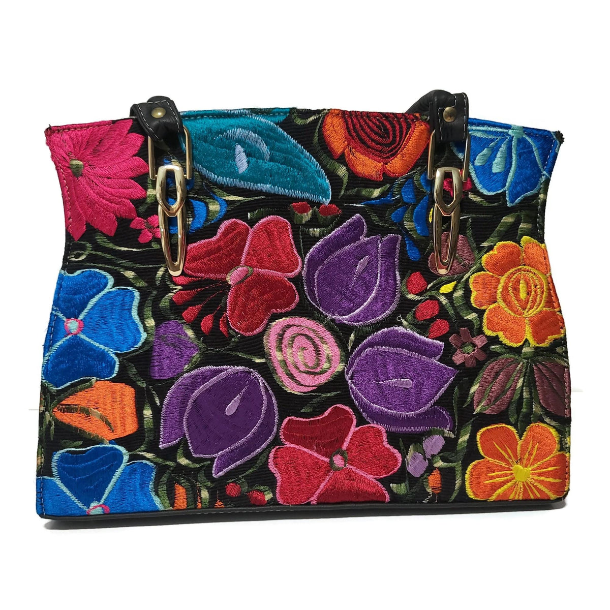 Floral Leather Shoulder Bag: Handmade Boho Handbag